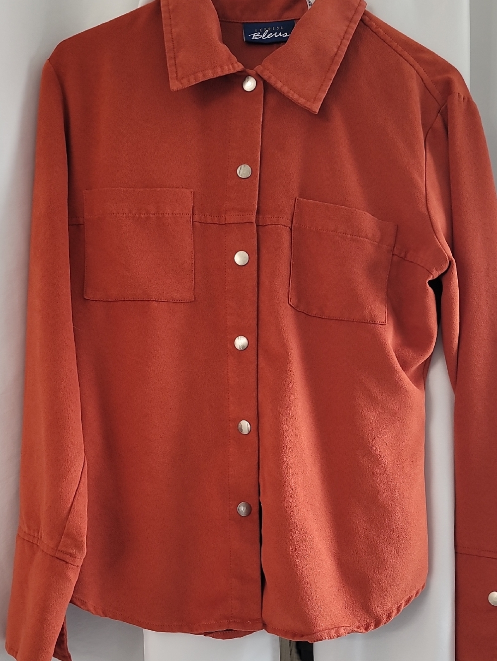 Express Women's Rust Orange Snap-Front Shirt Jacket